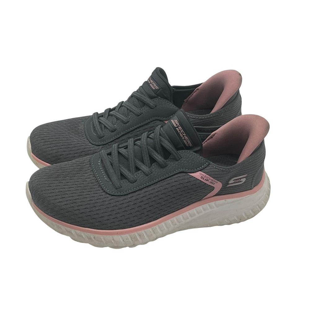 Skechers BOBS Slip-ins Women's Athletic Shoes Memory Foam Gray Pink Size 7.5